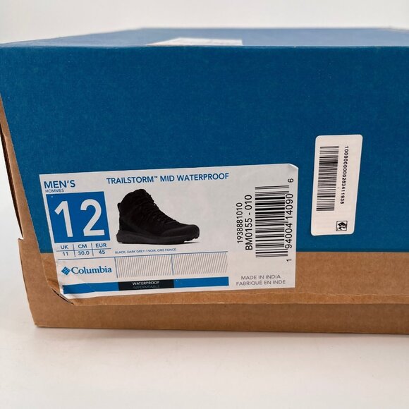 Columbia Trailstorm Mid Waterproof Hiking Boots Size 12 Black Dark Grey Mesh - Picture 13 of 14